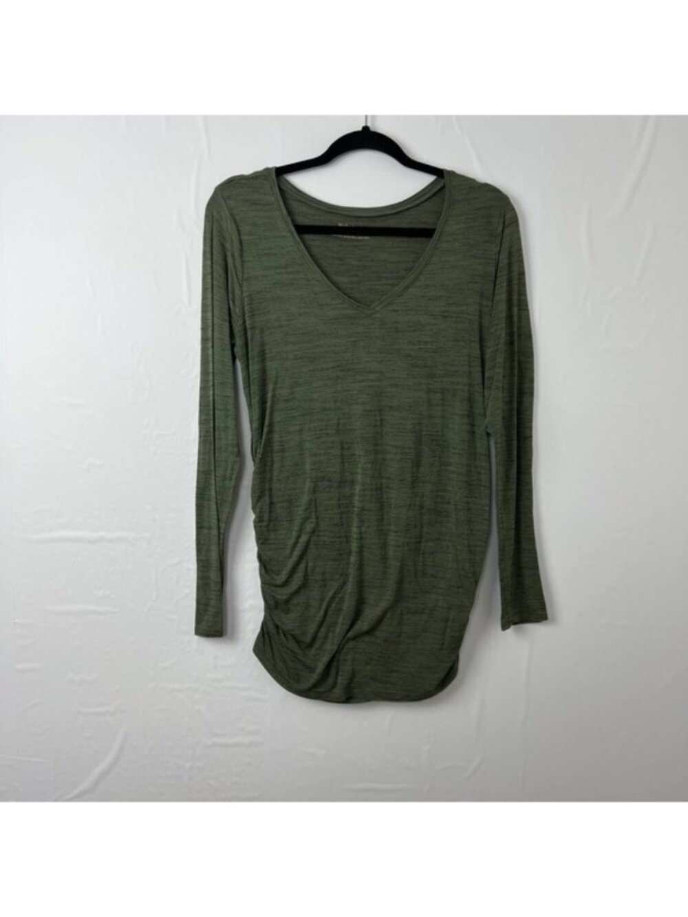 Green V neck Long Sleeve Shirt